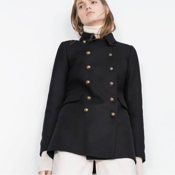 Zara Jackets & Coats Zara Black Military Style Coat Poshmark